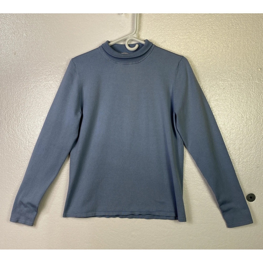 Pendleton Womens Top Turtleneck Size S Tall Blue Silk Long sleeve Pull on Career